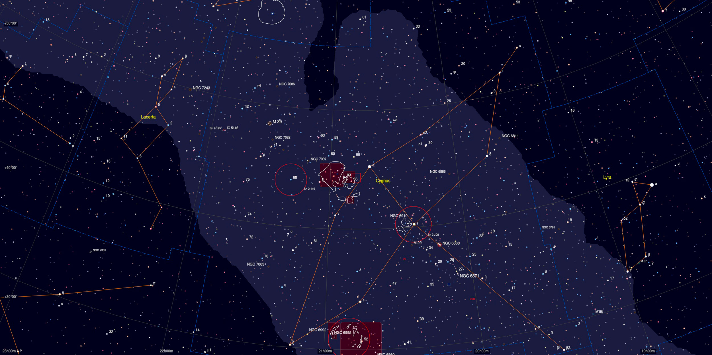 Pelicane Nebula (IC 5067) Sky Chart - Astrophotography Martin Rusterholz