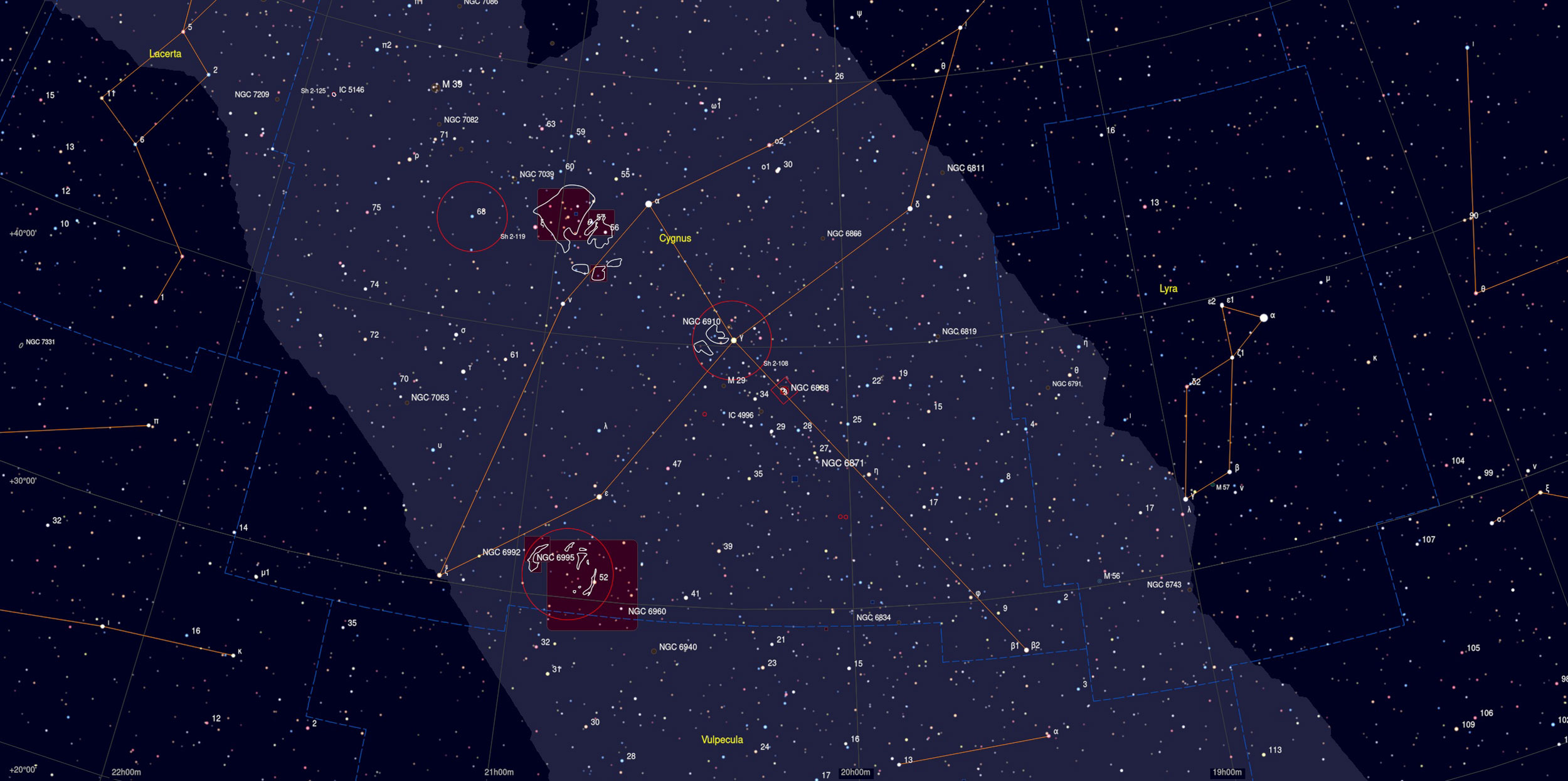 Crescent Nebula Sky Chart - Astrophotography Martin Rusterholz