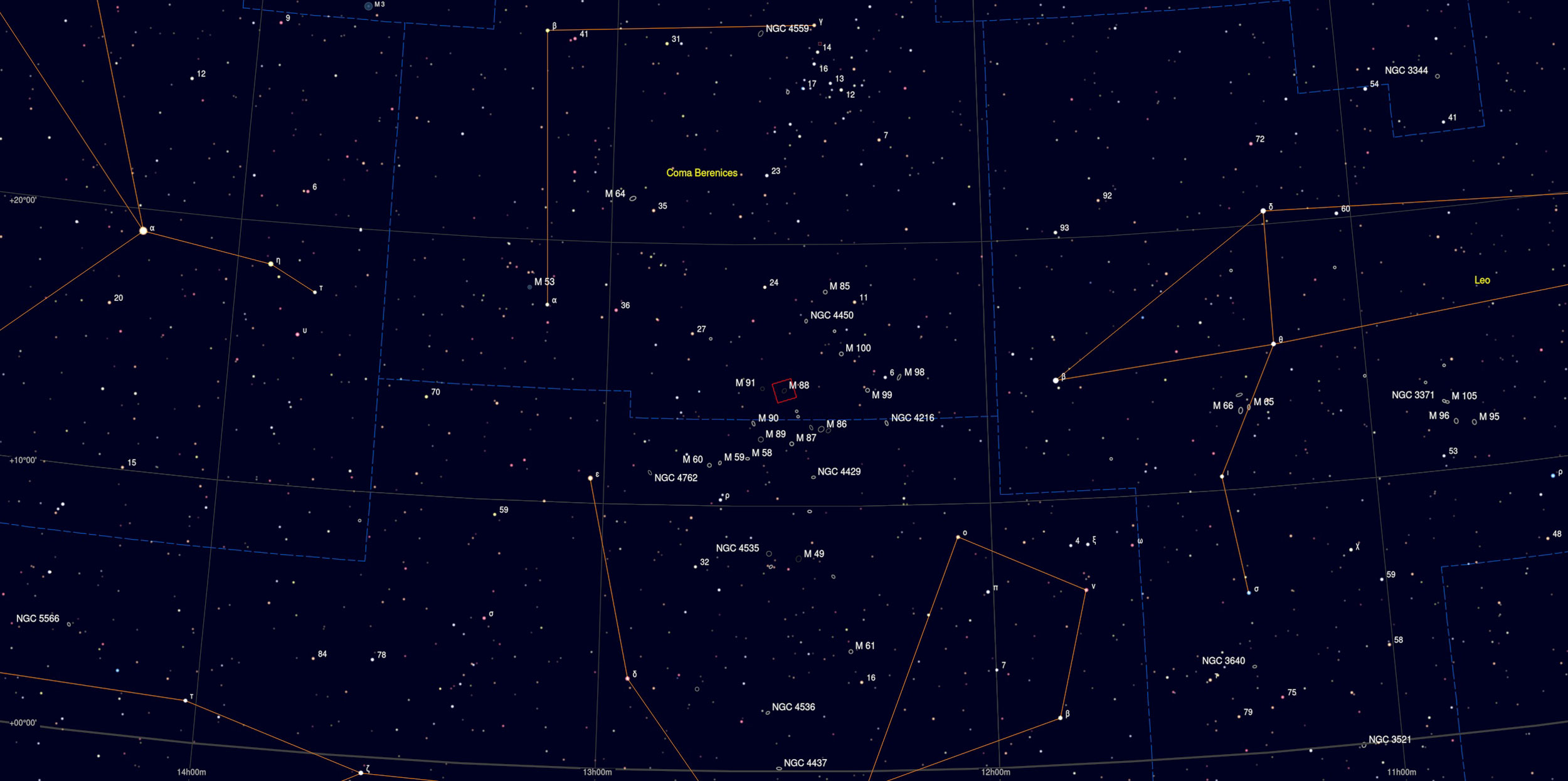 M88 Galaxy Sky Chart Astrophotography Martin Rusterholz