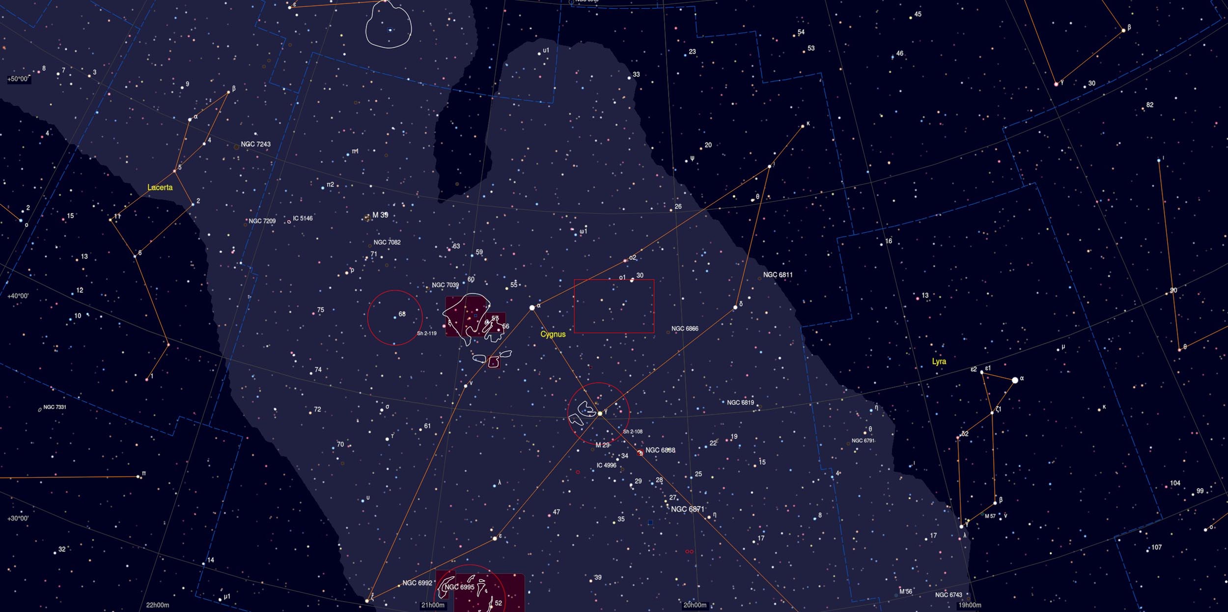 W63 Nebula Sky Chart - Astrophotography Martin Rusterholz