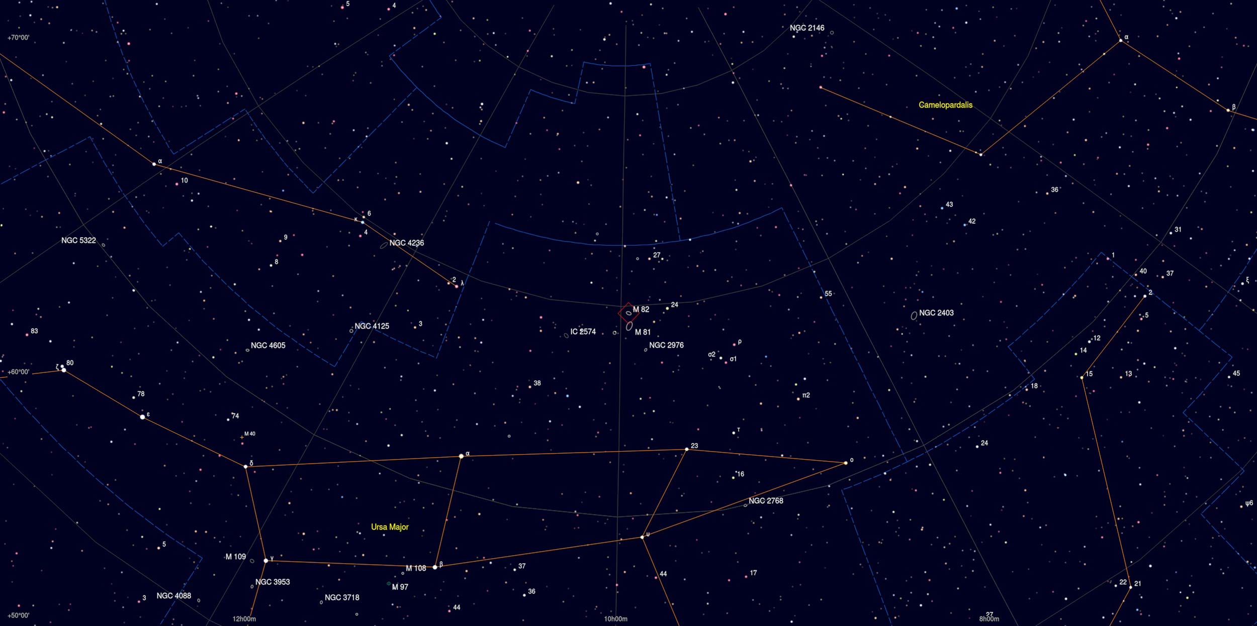 m82 galaxy star map