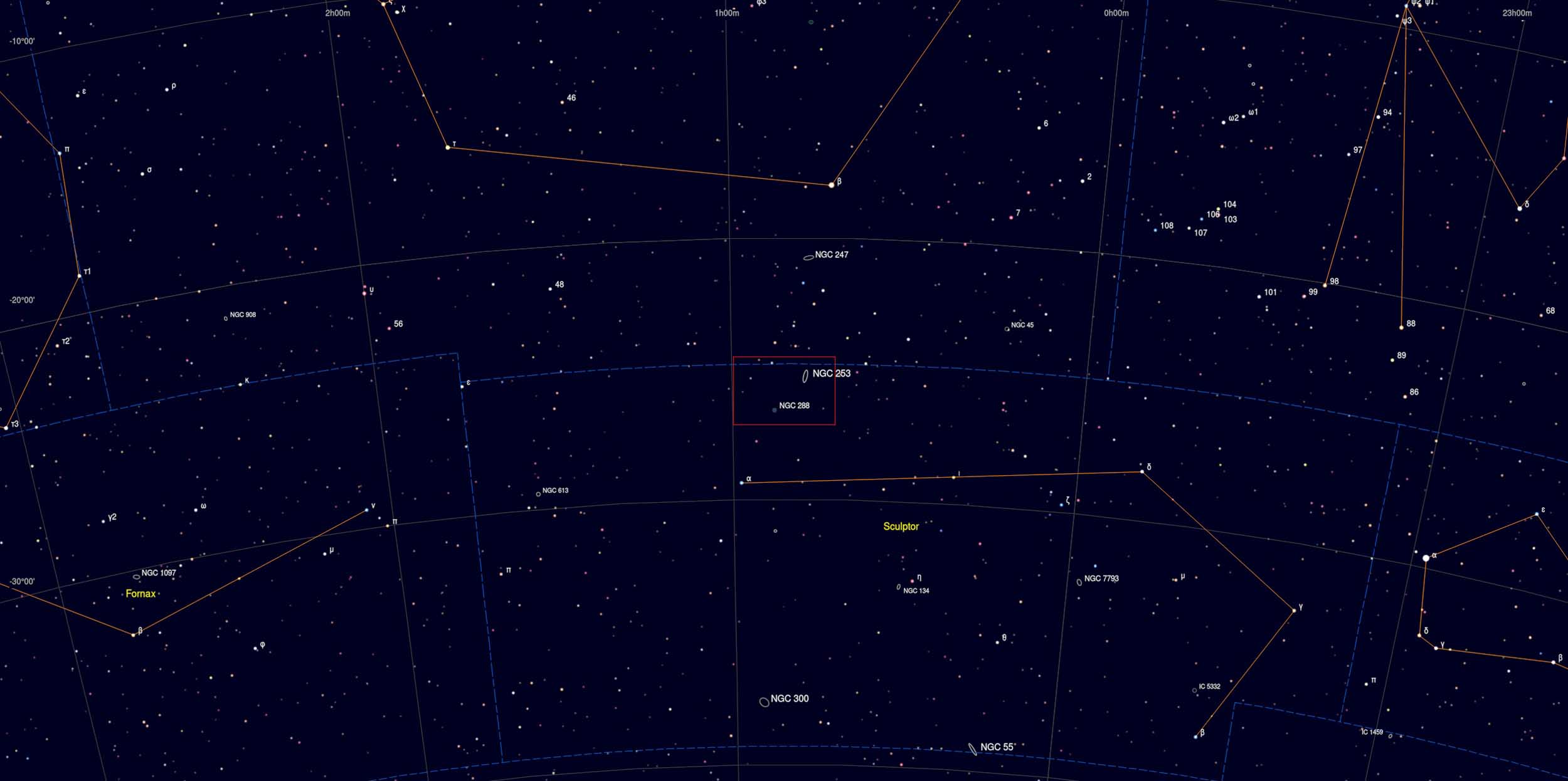 NGC 253 Galaxy Sky Chart Astrophotography Martin Rusterholz